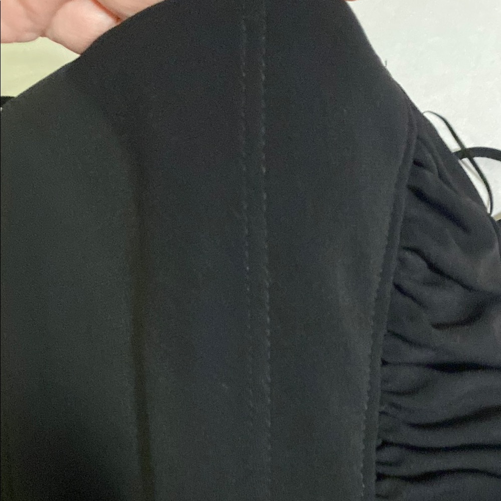 Zara Black Ruched Bustier Crop Top Spaghetti Straps Zipper Side - Picture 9 of 10